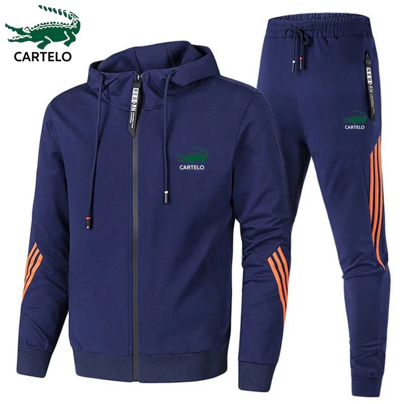 

CARTELO Sportswear for men and women Spring and Fall, zip-up hooded sweatshirt and drawstring sweatpants, running, training set