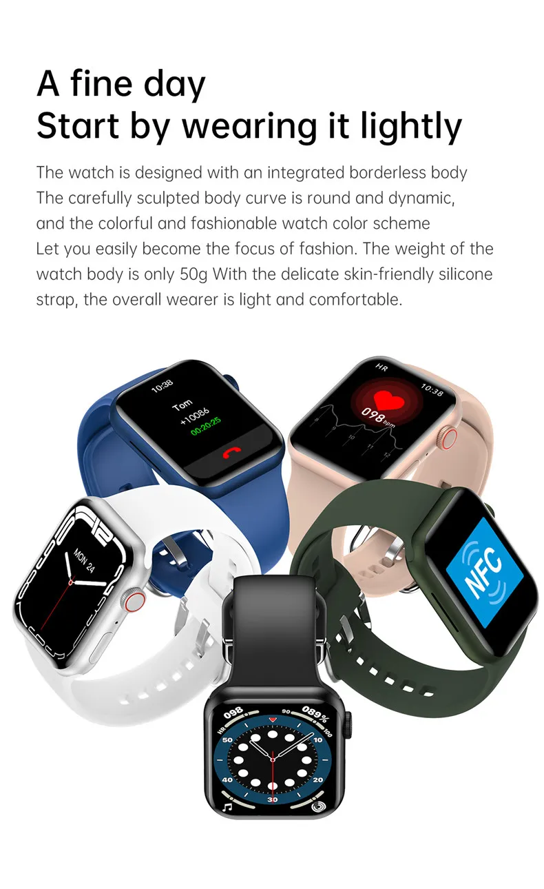 Original Smartwatch Series 7 HW37plus NFC Bluetooth Call Custom Dial 1.82 Inch 320*380 Full Touch Smart Watch Men Women