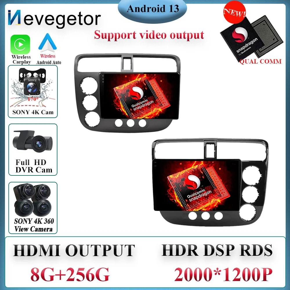 

Autoradio Android 13 For Honda CIVIC 2000 - 2006 Car Radio Multimedia Video Player GPS Navigation No 2 Din