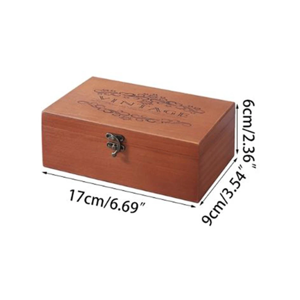Retro-Aufbewahrungsbox aus Holz mit abschließbarem Holz, dekorativer Koffer für Zuhause oder Büro, Holzkiste mit Klappdeckel, Andenkenhalter mit Schloss – Detail 18
