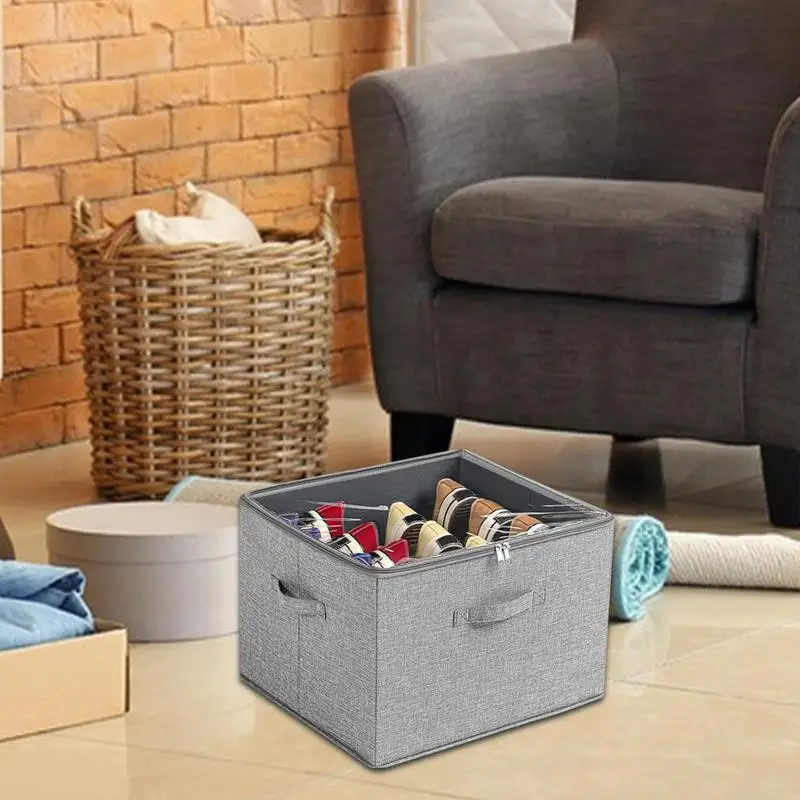 접이식 신발 컨테이너 원단 정리함 다기능 보관함, 침대 아래 투명 커버, 옷장 거치대 키퍼