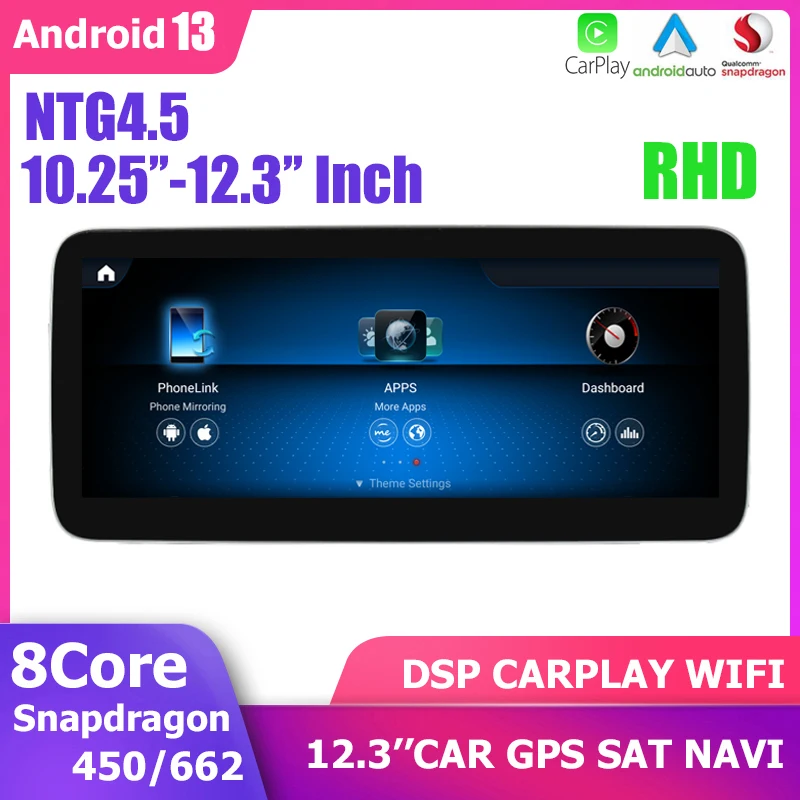 

RHD 12.3"/10.25" DSP Carplay GPS Player Android 13 For Mercedes Benz B-Class W246 2012-2018 NTG 4.5 Snapdragon BT WIFI 4G LTE