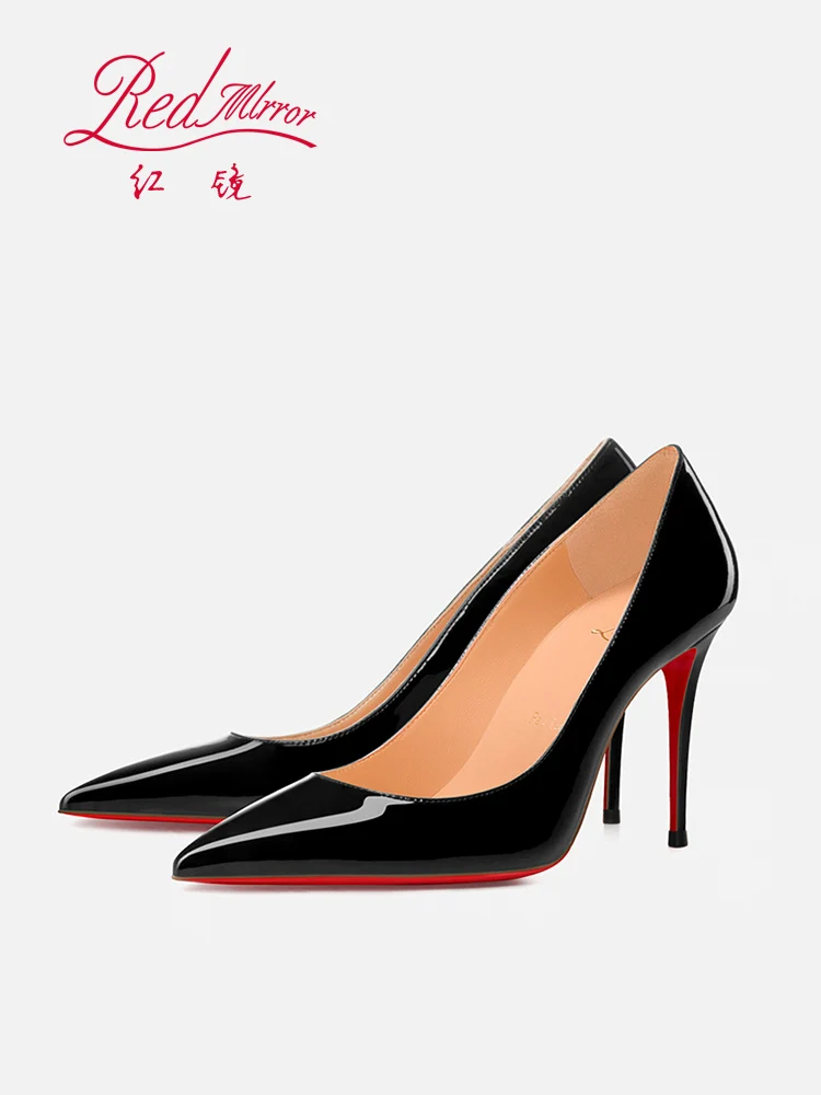

Black Red Sole High Heel Single Shoes 2024 New Autumn Professional Style Pointy Shallow Mouth Sexy Thin Heels