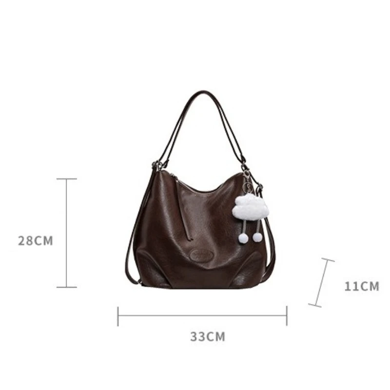 Large Capaci Commuter Vintage Casual Street Sle Single oulder Women's Tote Bag Travel Bapa Soft PU Leather Purses and Handbags