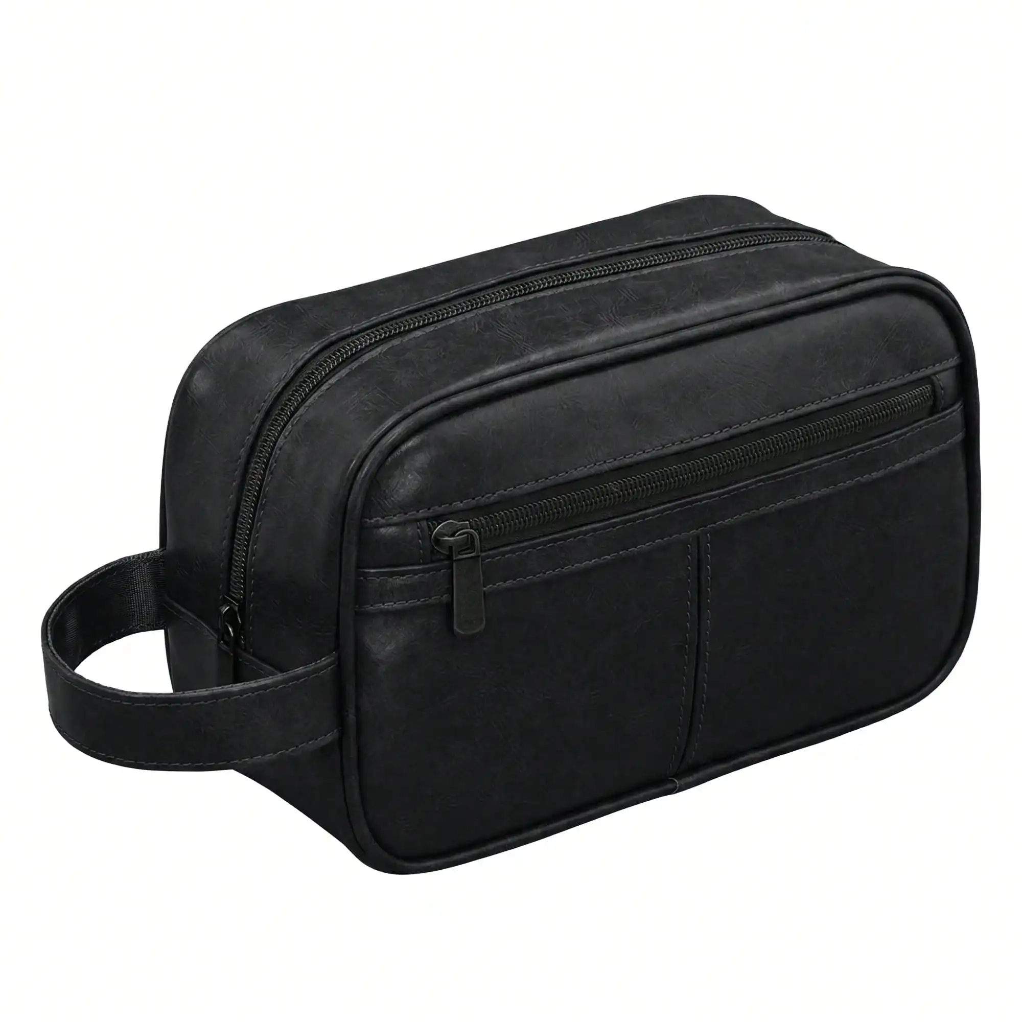 Retro Waterproof Leather Travel Toiletry Bag - Handheld Personal Care Organizer and Journey Essentials Gift