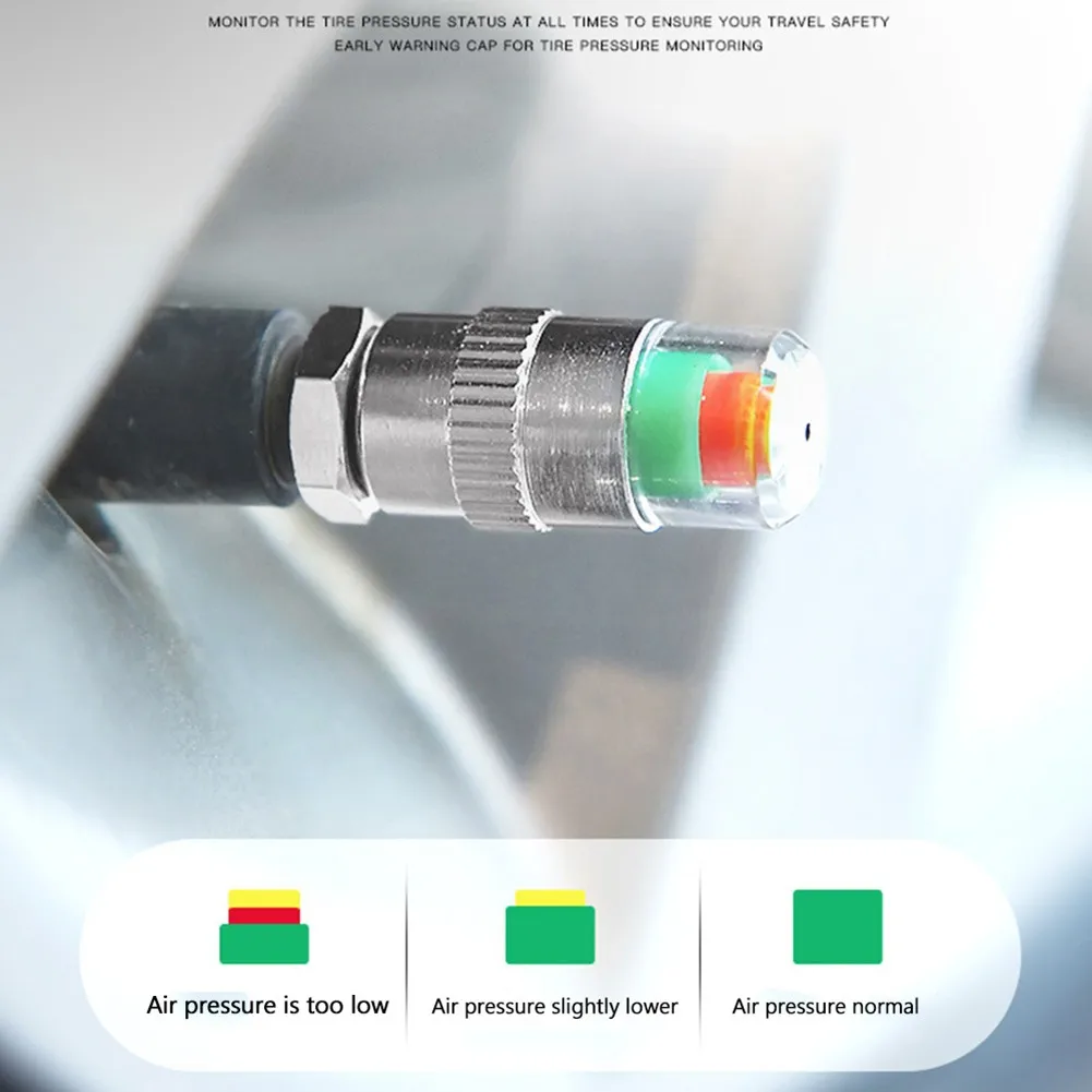 4PCS Car Tire Pressure Alarm Valve Stem Cover Sensor Indicator Tire Pressure Monitoring Cap Car Monitoring