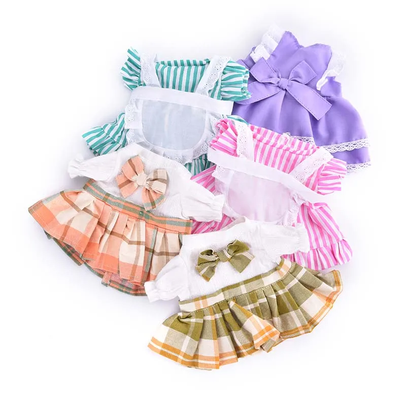 Doll Clothes For Lalafanfan Duck 30cm Yellow Duck Clothes JK & Striped Maid Skirt Clothing Stuffed Plush Doll Accessories