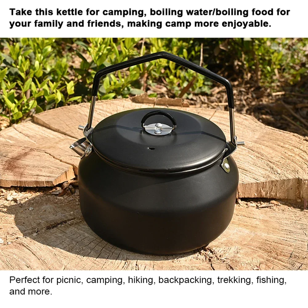 

1.1L Teapot Outdoor Stainless Steel Kettle Camping Hung Pot Portable Coffee Pot Tea Pot With Handle For Picnic Hiking Cooker