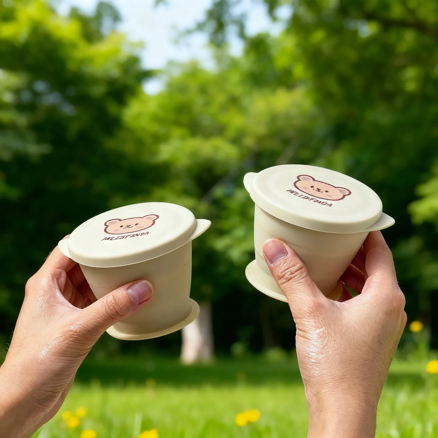 Compact Heat-Resistant Silicone Travel Cup with Lid – 160ml Collapsible Design