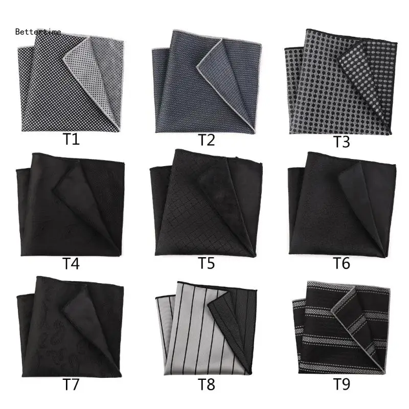 

B36D Portable 25.5x25.5cm Dark Pattern Handkerchief for Male Gentleman Polyester Handkerchief Printed Groom Handkerchief