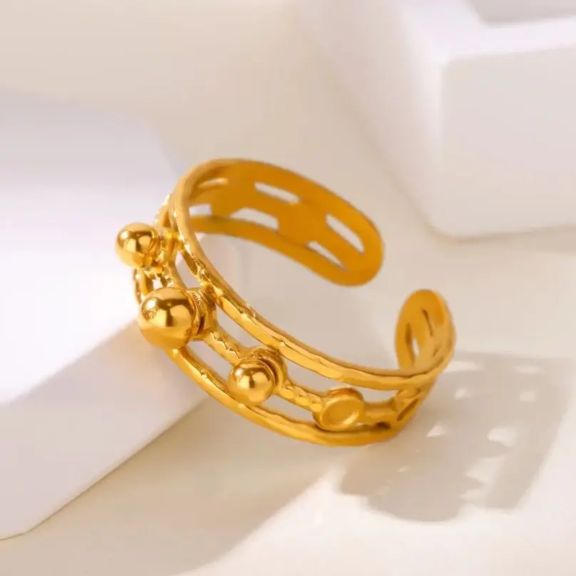 Fashion Multi-layered Bead Rings Stainless Steel Wedding