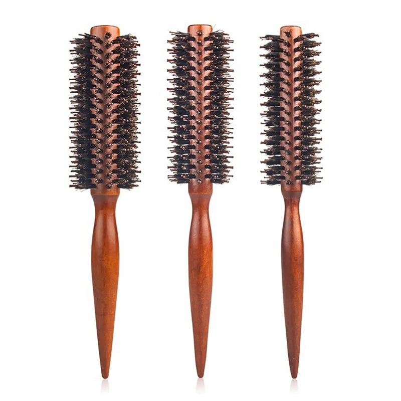 Anti Static Wood Boar Bristle Hair Round Brush Hairdresser Styling Tools Teasing Brush For Hair Curly Comb curly hair brush hair brush comb hair comb