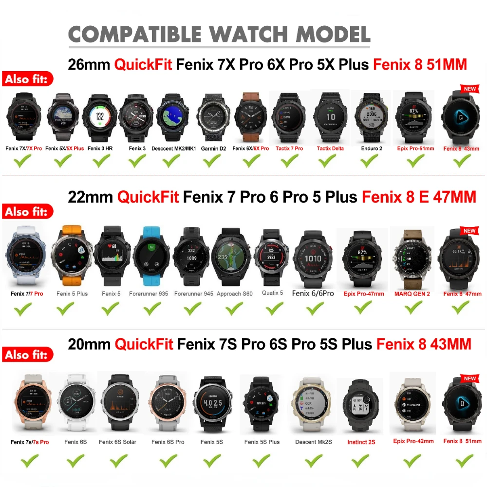 Versatile QuickFit Silicone Strap - Adjustable Sport Wristband (20mm, 22mm, 26mm)