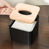 1pc/2pcs-Nordic Style Plastic Tissue Box with Wooden Cover - Paper Box for Restaurants and Rooms - Tissue Storage 1
