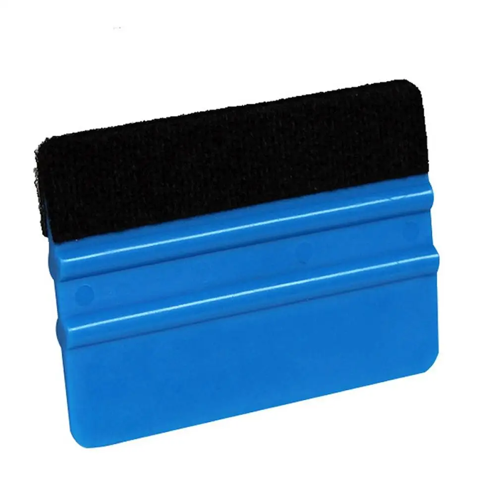 Auto Styling Vinyl Carbon Fiber Window Ice Remover Cleaning Wash Car Scraper With Felt Squeegee Tool Film Wrapping 10x7cm