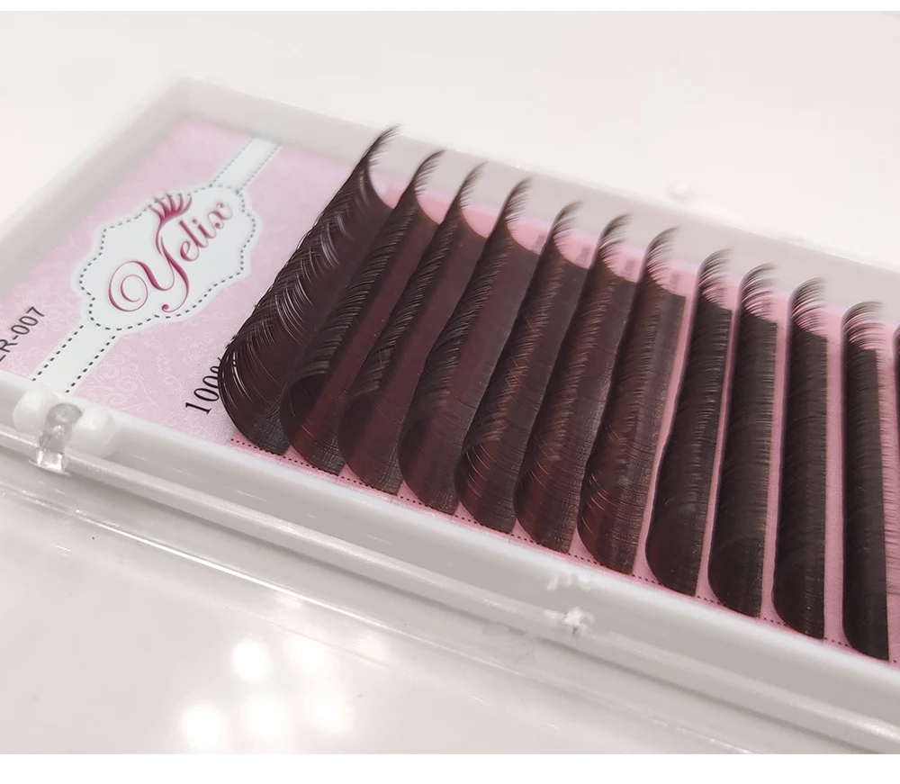 Yelix 0,07 mm dunkelbraune Wimpernverlängerungsmischung, 7–15 mm braune Wimpern, weiche, hochwertige Einzelwimpern, natürliche falsche Wimpern – Detail 16