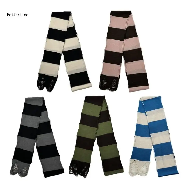 

B36D Осенний шарф в полоску с рисунком Шарф Подростковый потертый шарф Солнцезащитный для фотографии