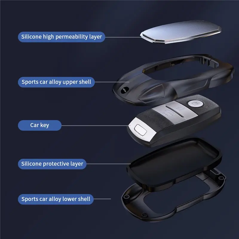 Zinc Alloy Silicone Car Key Case Cover - 360° Protection Key Shell