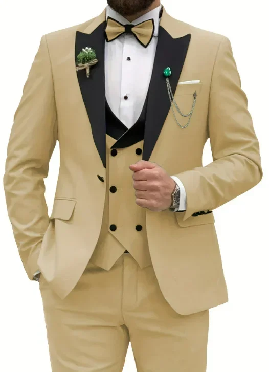 Casual Business Men's Suit Three-piece Bridegroom Best Man Wedding Banquet Dress Costume Homme Trajes Elegante Para Hombres mens suits