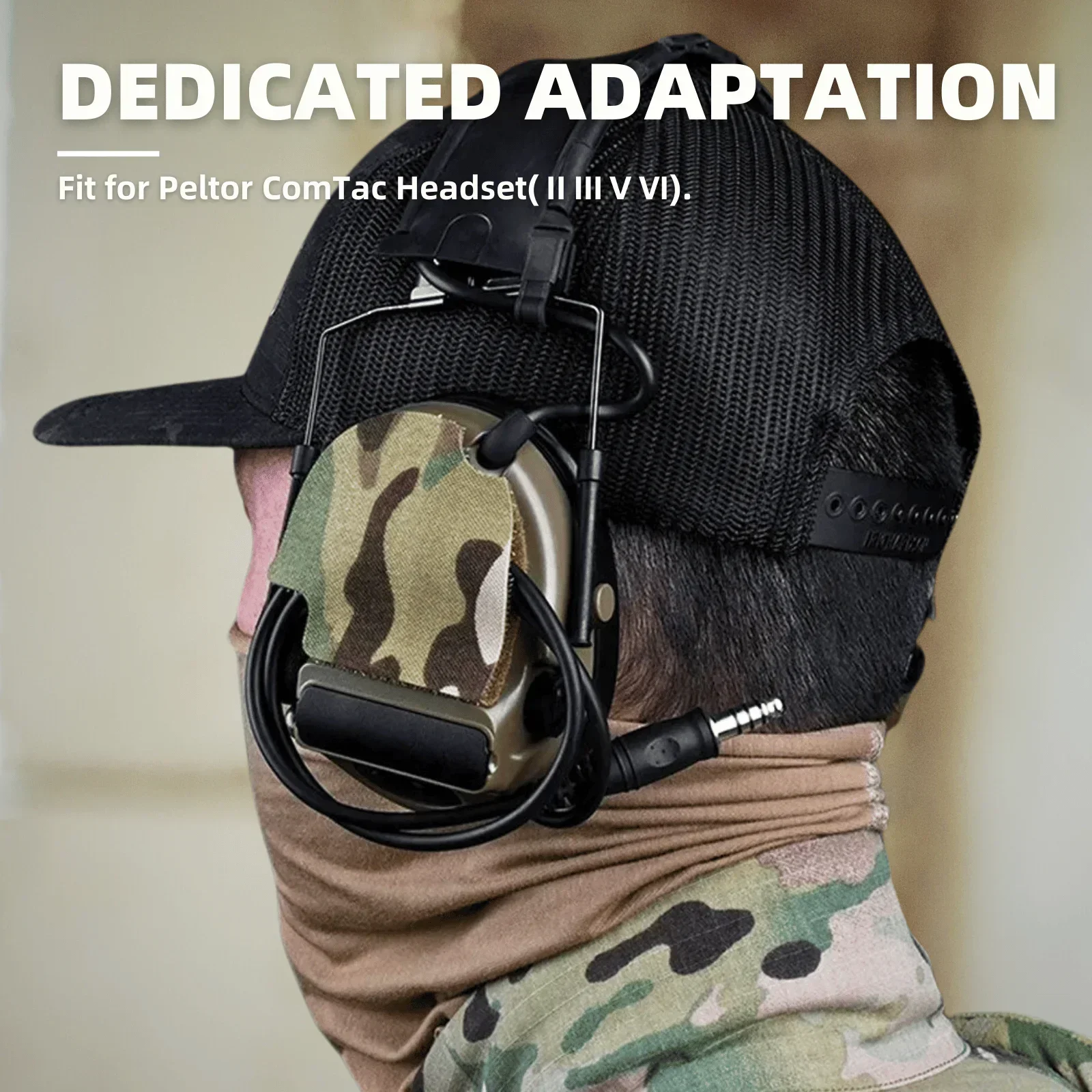 Headset Hook and Loop Fastener Compatible with ComTac(II/III/V/VI) for Attach Patches Cable Storage and Hunting Camouflage
