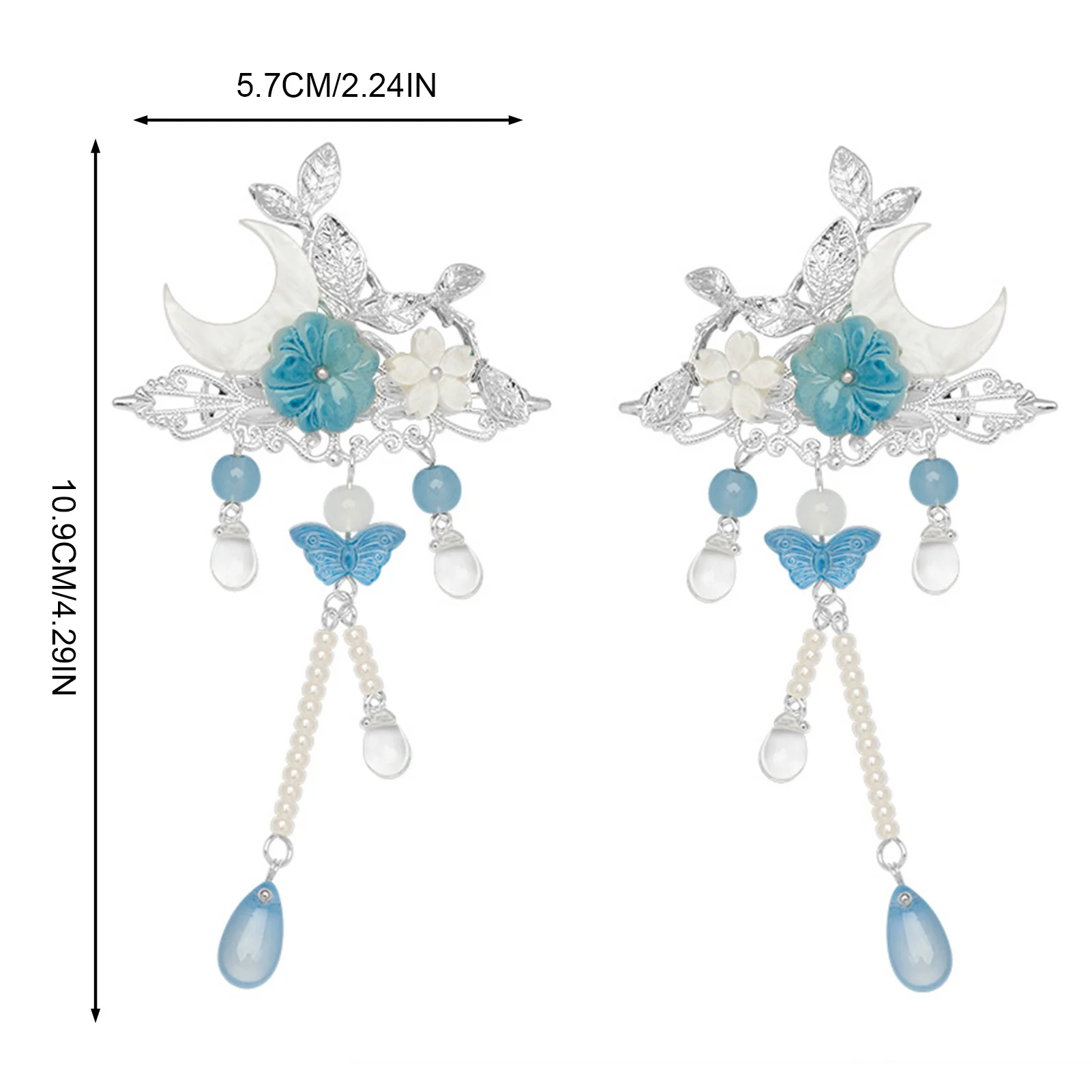 Quasten-Haarspange für dickes, lockiges Haar, chinesischer Stil, Haarschmuck aus Legierung mit Blumendesign, elegante, süße Haarspange für Damen – Detail 3