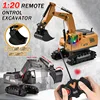 5 Channels 1:20 RC Trucks Remote Control Excavator Alloy Bucket Electric Light Music Crawler Construction Vehicle Toy Boy 2