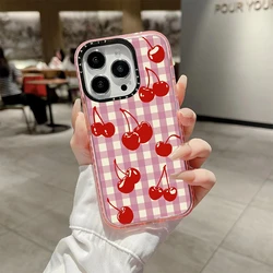 Red Cherry Candy Wireless Magnetic Charging Shockproof Phone Case - 14or15Plus universal (Pink)