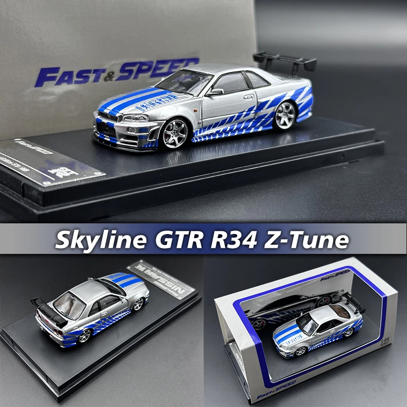 

FS в наличии 1:64 Skyline GTR R34 Z Tune High Wing F & F коллекция литых моделей автомобилей Коллекционная миниатюрная быстрая скорость