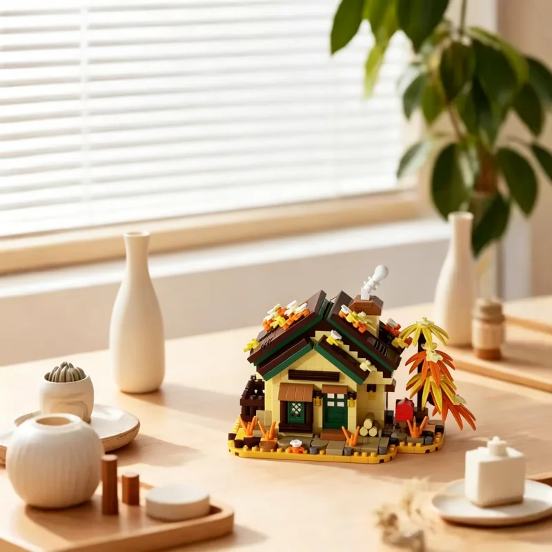 사계절용 코티지 빌딩 블록 세트, 풍차가 있는 레트로 미니 하우스 모델 키트, 성인용 수집용 DIY 조립 장난감, 아이디어