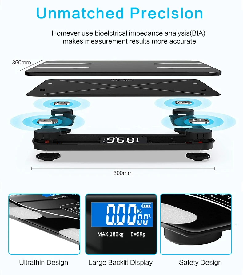 Bathroom Weight Scale Bluetooth Electron Digital Scales Wirless Balance Body BMI Precision Fat Scale Health Analyzer
