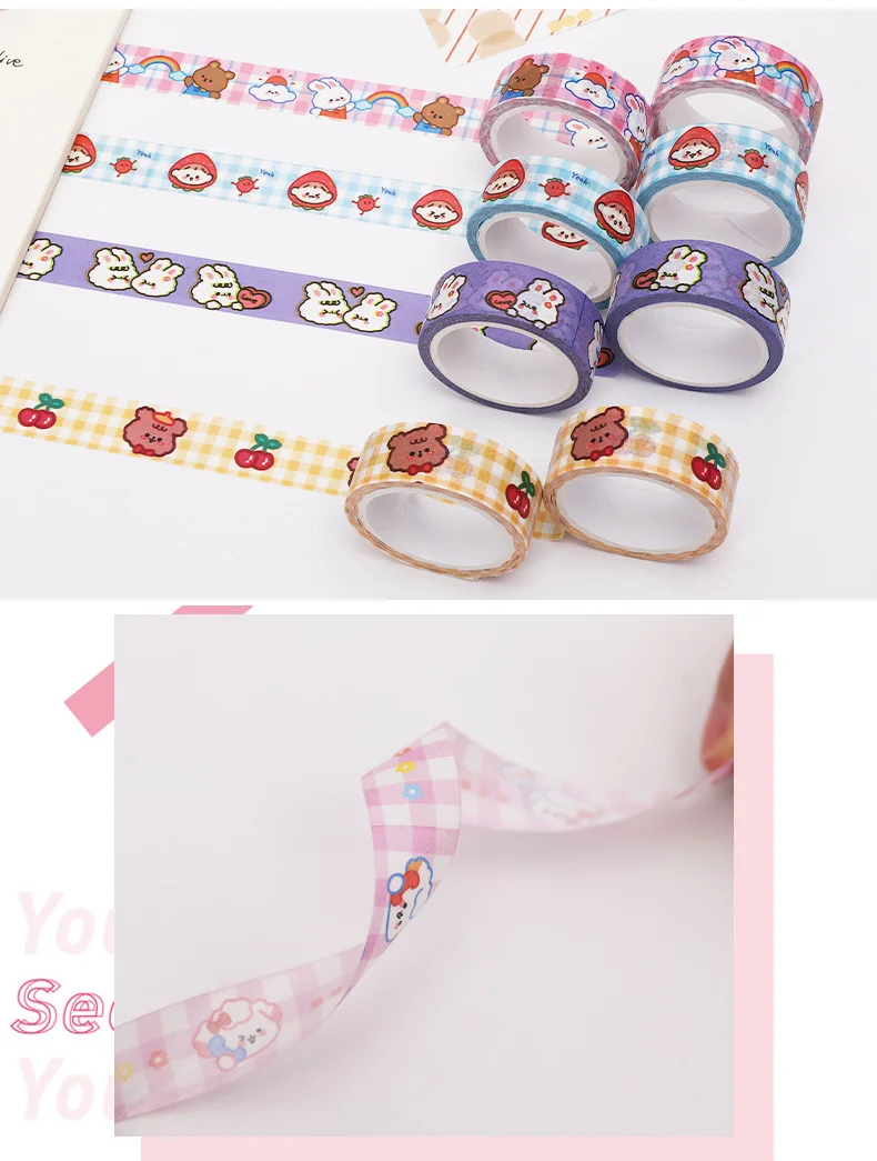 1 Stück 5 m Abdeckband, dekorativ, selbstklebend, für Scrapbooking, Bär, Kaninchen, Album, Schreibwaren, Washi-Tape, Schreibwaren, Aufkleber, Foto, Tagebuch – Detail 17