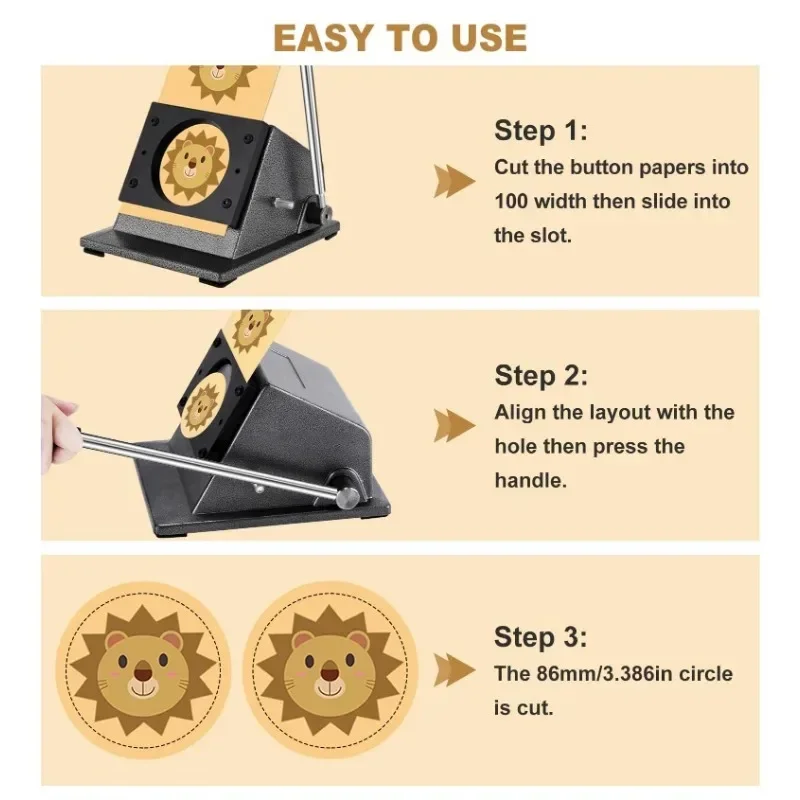 Button Paper Cutter Graphics Punch Cutter Manual Button Making for 25/32/37/44/50/56/58/75mm Circle Paper Punch