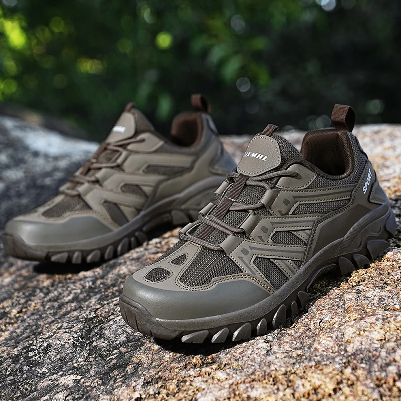 HIKEUP Men‘s Outdoor Hiking Shoes Spring New Breathable Comfortable Anti-collision Toe Cap Style Couple's Mountaineering Shoes