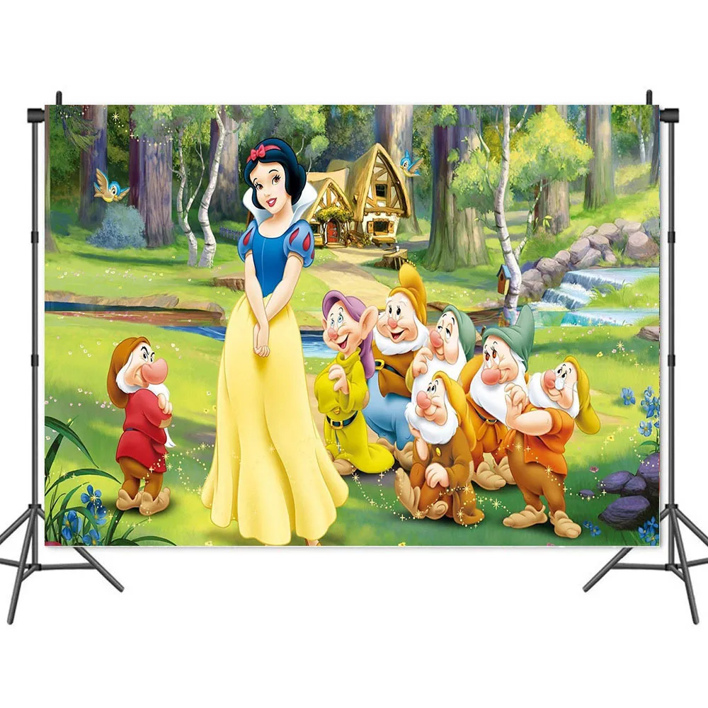Snow White Tapestry Background Birthday Party Supplies Baby Shower Banner Kid Faovr Cute Girl Room Decoration Customize Backdrop