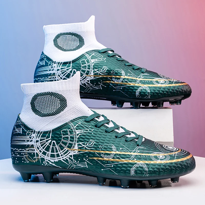 QQ801G New Ultralight Mens Soccer Shoes Hightop Turf Soccer Cleats