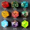 Unpainted Shimmery Sharp Edge DND Dice Set with Golden foil, Handmade 7 Piece Razor Edged Polyhedral RPG Dice Set 5