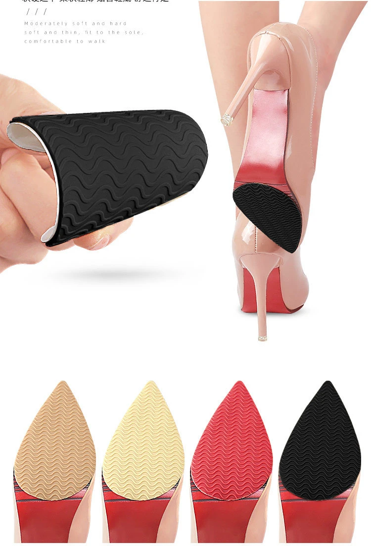 Gummi-Schuhsohlenschutz, verschleißfest, rutschfest, für den Vorfuß, Schuhmatte, selbstklebender High-Heel-Sohlenschutz, Gummipolster, Kissen – Detail 5