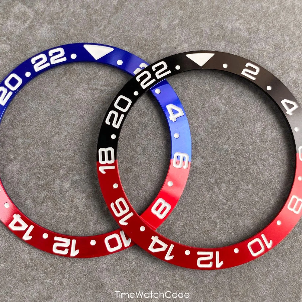 Aluminum Sloping Watch Bezel Insert Ring for Men's 40mm Watch - Available in Black, Blue, Green, Red, Purple