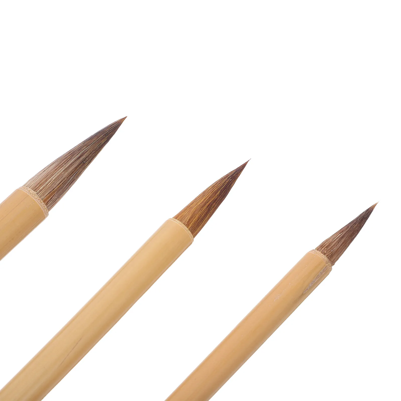 3Pcs 중국 서예 브러쉬 세트 대나무 손잡이 늑대 머리 잉크 그림 브러쉬 전통 쓰기 브러쉬 중국어 일본어