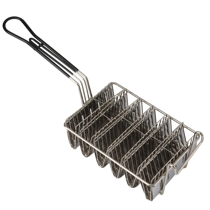 Taco Fryer Basket, Taco Shell Fryer, Holds 6 Shells Deep Fryer Holders Basket With Grip Handle Holder Stand