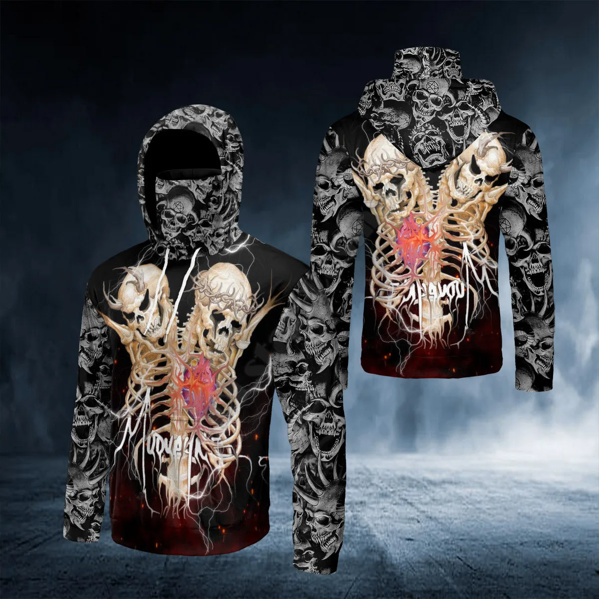Universe Space Galaxy Skull 3D Printed Bandana Hoodie US Size Women For Men Casual Pullover Hoodie Mask Warm