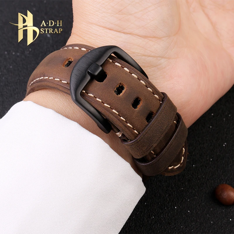 Cinturino Per Orologio Vintage In Pelle Opaca Per Hamilton Tissot Longines Luminox Cinturino In Pelle Crazy Horse 20 22 24 26Mm Per Uomo