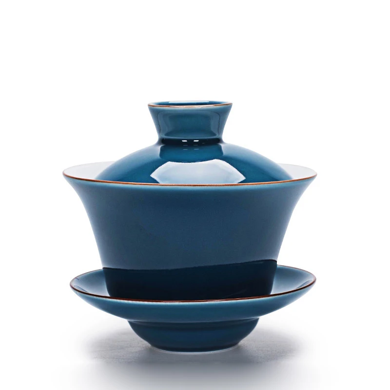 Tea Set 140ml Guan kiln Gaiwan Porcelain Bowl Set Covered Bowl Lid Cup Saucer