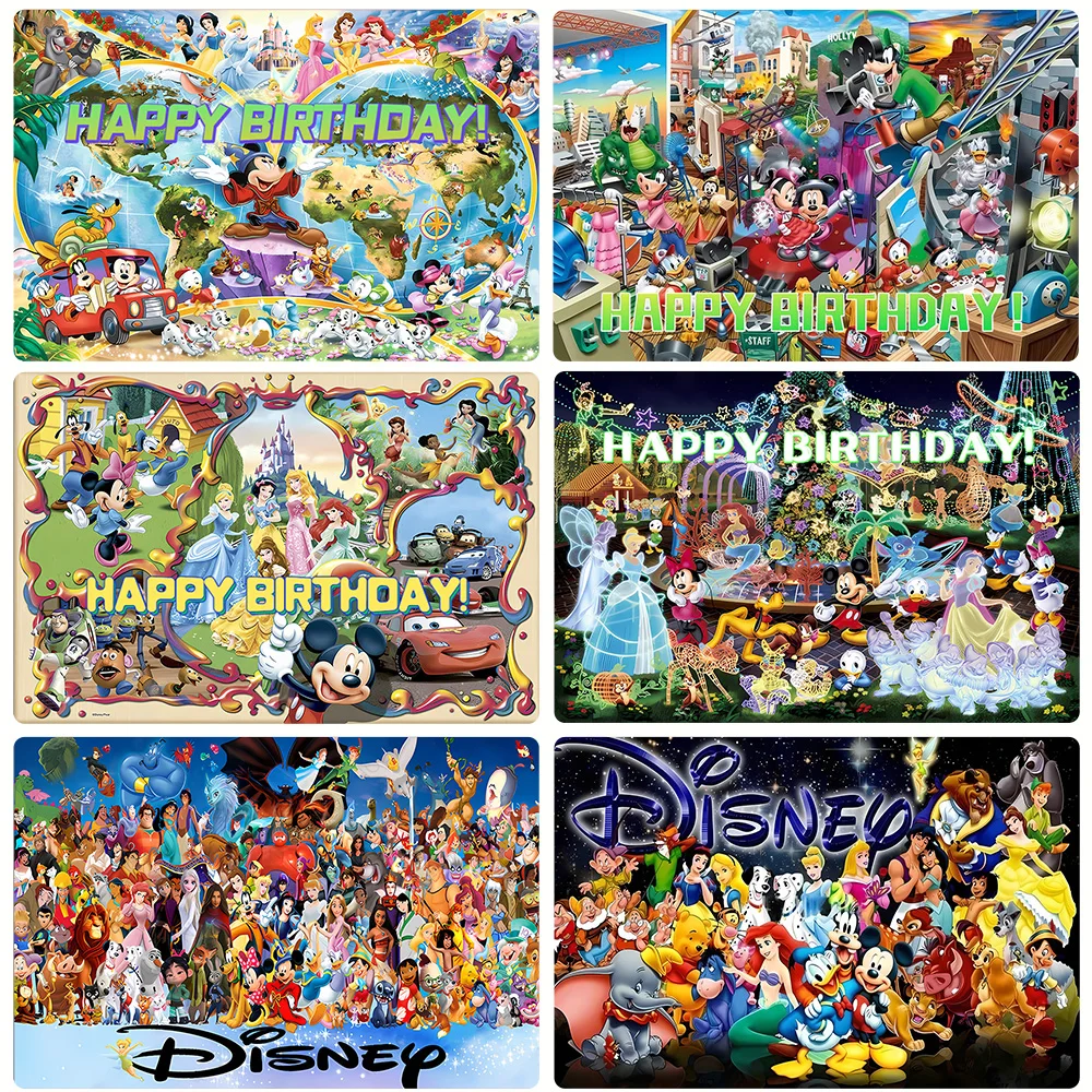 Disney Family Bucket Background Minnie Mickey Snow White Castle All Characters PhotographyBackground Vinyl Baby Show