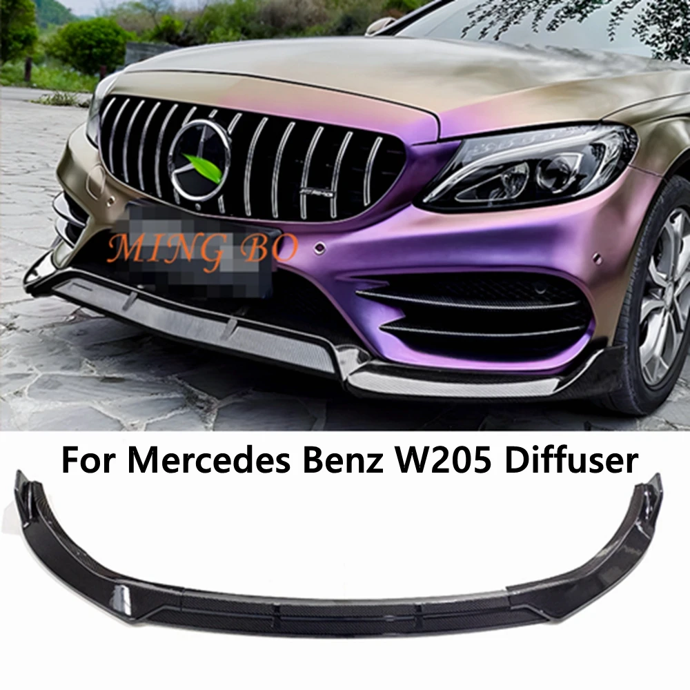 

For Benz C-Class W205 C250 C300 C350 2015-2018 W205 3PCS Car Front Bumper Splitter Lip Body Kit Spoiler Diffuser For Mercedes