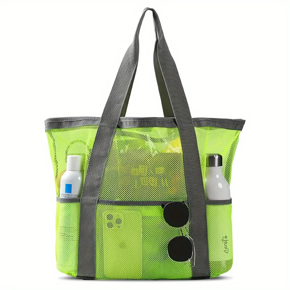 Large Capacity Multi Pocket Mesh Tote Bag
