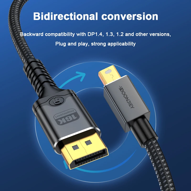 Ultra High-Resolution Bi-Directional DisplayPort Cable with Braided Design