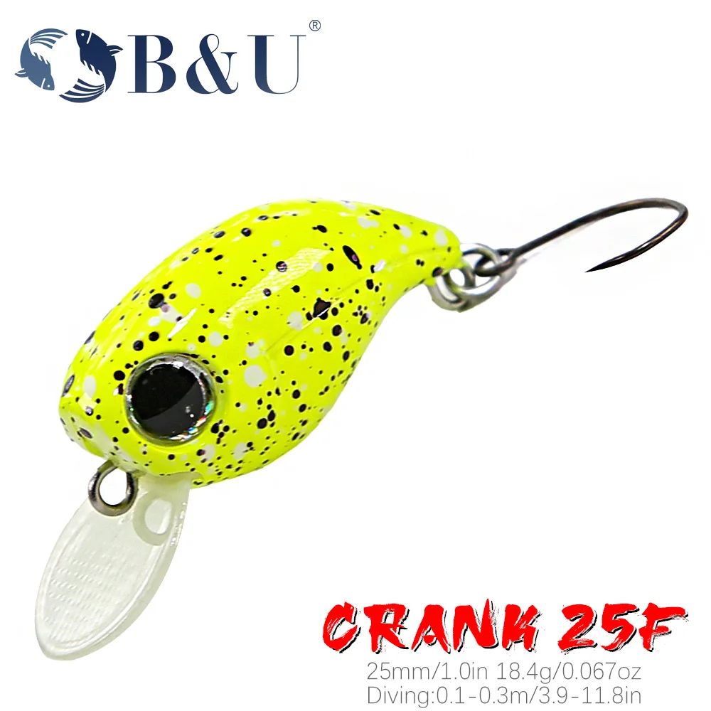 B&U Mini Crankbait Wobbler Forelle Angelköder Süßwasser Minnow Kurbel Künstlicher harter Köder Angelgerät