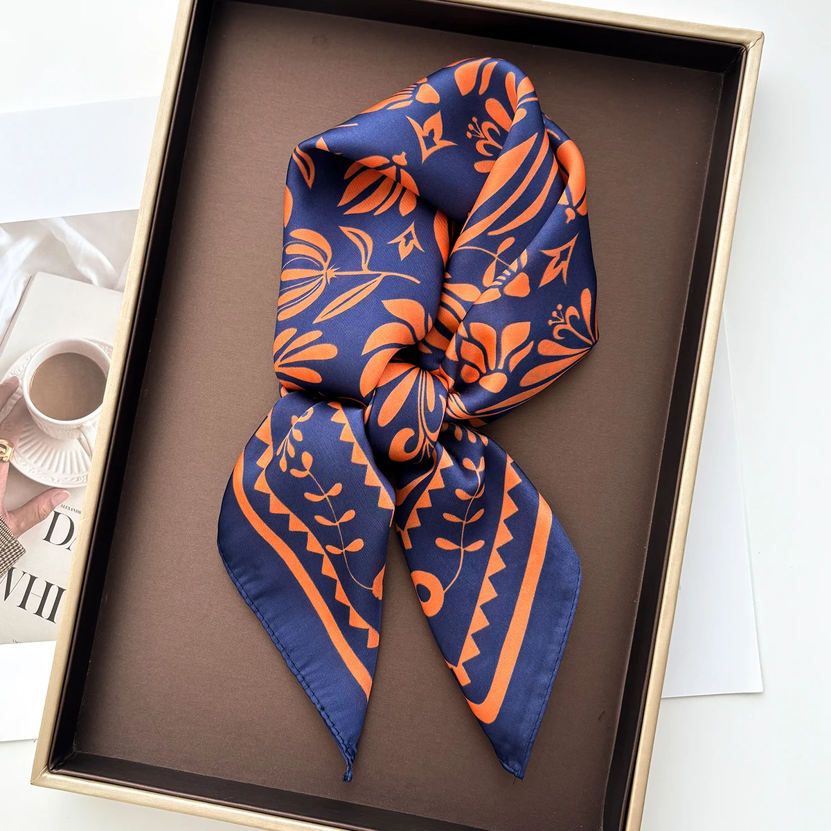 Women Scarf Silk Imitation Satin Scarves Retro Paisley Neckerchief Foulard Square Hairbands Female Scarves Shawls Wraps - 5