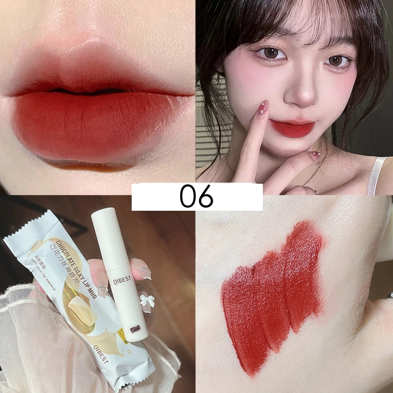 Trendy Lip Gloss Nude Matte Chocolate Lipstick Waterproof Long Lasting Women Red Lip Tint Velvet Lip Glaze Cosmetics lip makeup lip glaze lip tint lip gloss